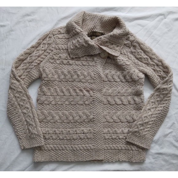 Inis Crafts Sweaters - Inis Crafts Merino Wool Irish Fisherman Cable Knit Cardigan Sweater Women Size S